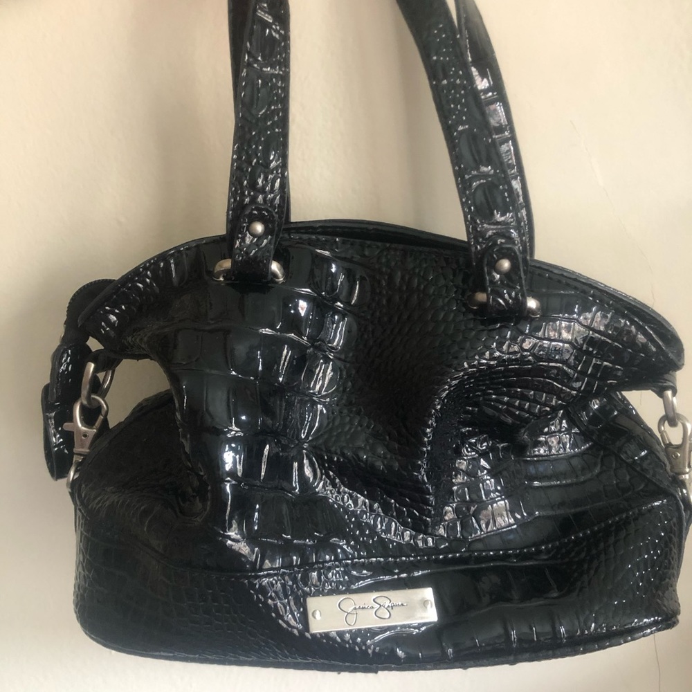 Jessica Simpson black otter leather bag